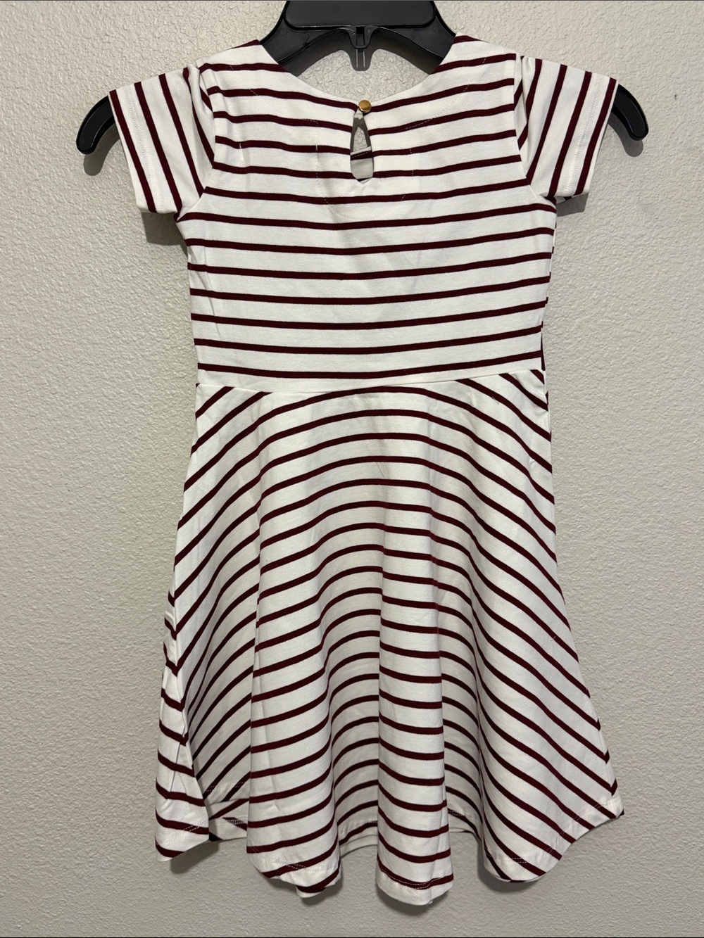 Hope & Henry Girls' Skater Striped Ribbon Waist Dress Independence Day Organic - Picture 6 of 7